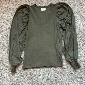 Nation LTD long sleeve olive green shirt size XS S